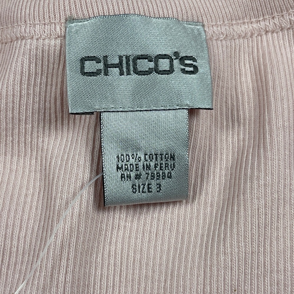 Chicos Womens Powder Pink Ribbed V-Neck Cotton Tank‎ Top Size 3 NEW - Picture 2 of 6